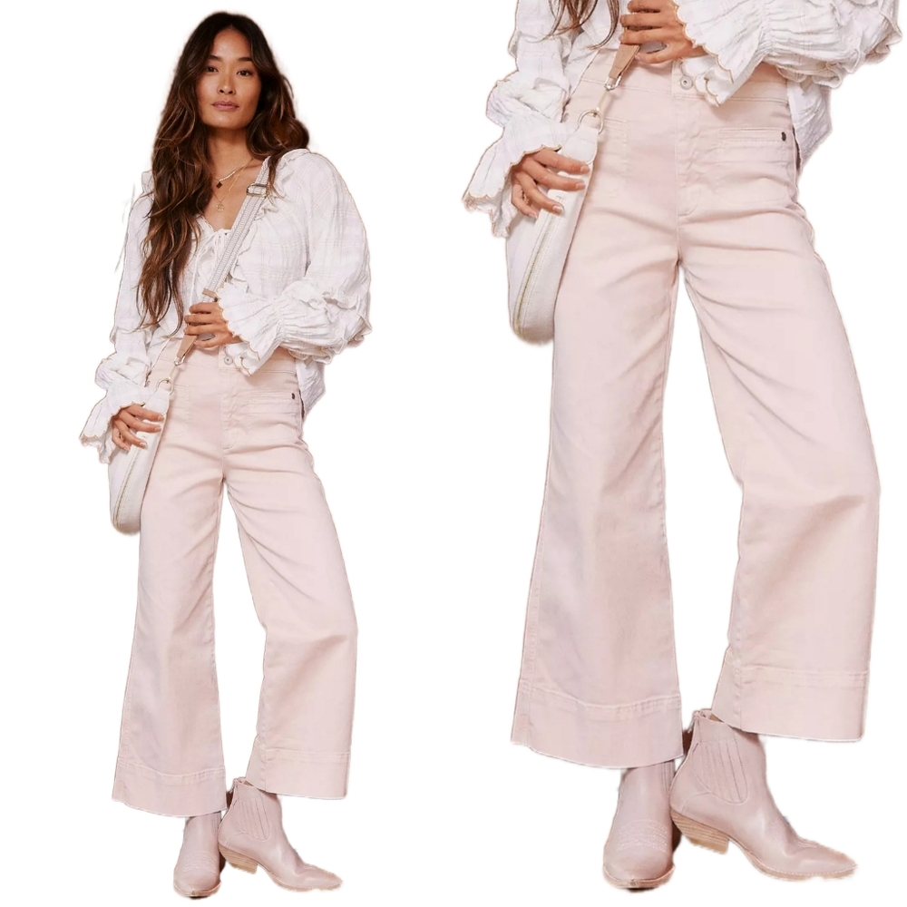 Anthropologie Blush Wide-Leg Jeans